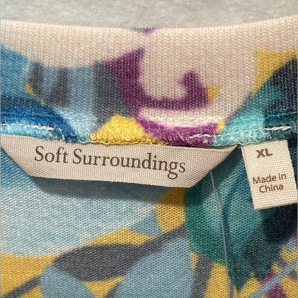 Soft Surroundings Delphina Floral Marigold Jersey Knit Tunic Top Watercolor XL - Picture 4 of 6